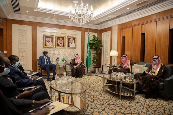 The message was received by Minister of Foreign Affairs Prince Faisal Bin Farhan Bin Abdullah during a meeting with South Sudan's Minister of Foreign Affairs and International Cooperation Mayiik Ayii Deng.