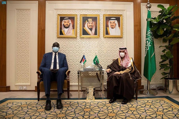 The message was received by Minister of Foreign Affairs Prince Faisal Bin Farhan Bin Abdullah during a meeting with South Sudan's Minister of Foreign Affairs and International Cooperation Mayiik Ayii Deng.