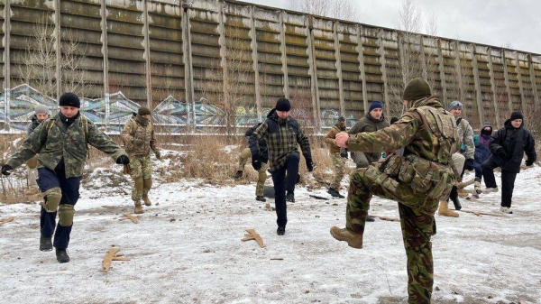 Civilians have been joining weekend drills outside Kyiv.