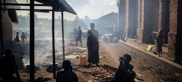 Families shelter at a church that is being used as a temporary site for internally displaced people in Ituri, Democratic of the Congo.
