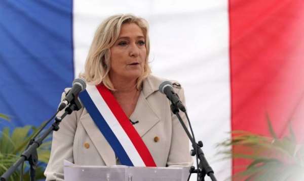 Marine Le Pen, seen in this file photo and who came in second in the last presidential election in 2017, is holding what is billed as her first major campaign event in the city of Reims.