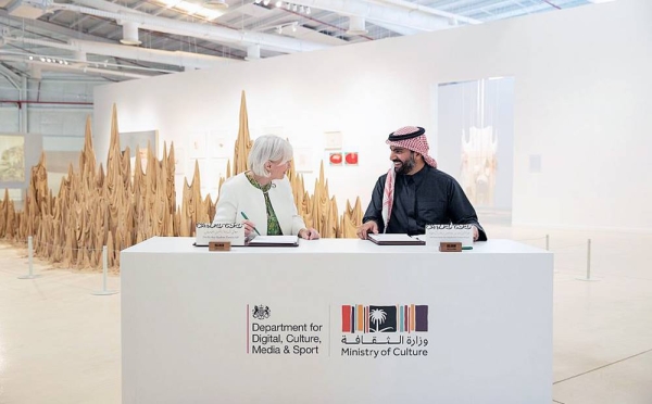 The MoU was signed by Minister of Culture Prince Badr Bin Farhan and UK Culture Secretary Nadine Dorries at the authority’s headquarters at the Diriyah Contemporary Art Biennale in Riyadh.