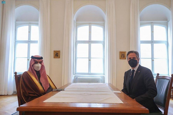 Saudi Arabia' foreign minister Prince Faisal Bin Farhan on Saturday met with the US Secretary of State Antony Blinken at the Munich Security Conference.