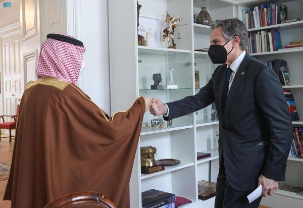 Saudi Arabia' foreign minister Prince Faisal Bin Farhan on Saturday met with the US Secretary of State Antony Blinken at the Munich Security Conference.