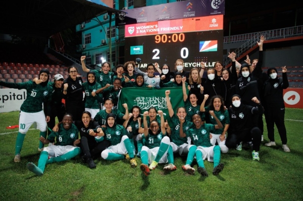 Saudi women’s football team wins first international match. (SFF)