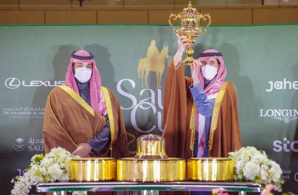 Crown Prince Muhammad Bin Salman has presented the Saudi Cup to home-owned-and-trained Emblem Road, who outpaced a world-class international field of thoroughbreds to eek out a thrilling victory in front of thousands of jubilant home fans at the King Abdulaziz Racecourse in Riyadh.
