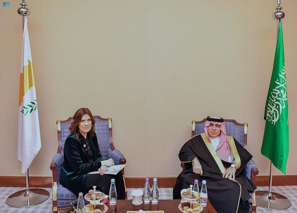  Minister of Commerce and acting Minister of Media Dr. Majid Al-Qasabi met on Tuesday in Riyadh with the Cypriot Minister of Energy, Commerce and Industry Natasa Pilides.