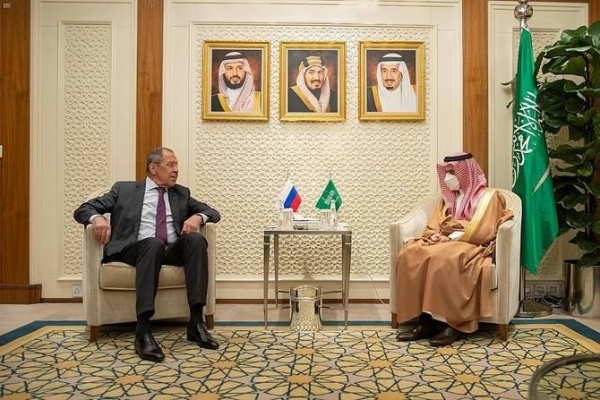 File picture of Prince Faisal and Lavrov meeting in Riyadh.