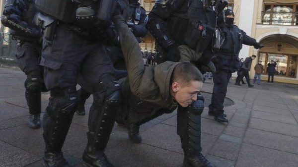 Hundreds were detained in St Petersburg.