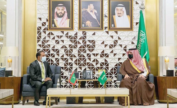 Minister of Interior Prince Abdulaziz Bin Saud Bin Naif received here Monday Maldives Minister of Interior Imran Abdulla.