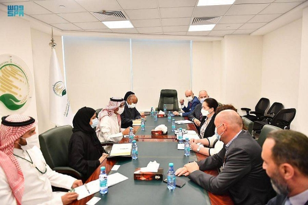 KSRelief Assistant Supervisor for Operations and Programs Ahmed bin Ali Al-Baiz receives UNDP's Dr. Khalida Bouzar in Riyadh.