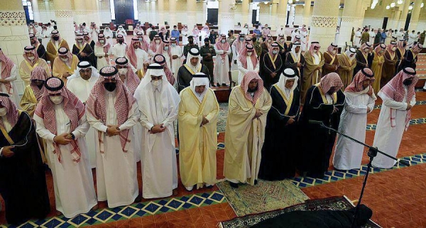 Prince Faisal Bin Bandar, governor of Riyadh Region, performed the funeral prayer on the soul of Princess Noura Bint Faisal at Imam Turki Bin Abdullah Mosque in Riyadh Monday.