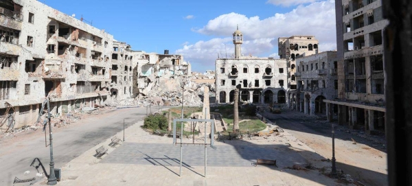 The old city center destroyed by bombs and fighting, in Benghazi, Libya.