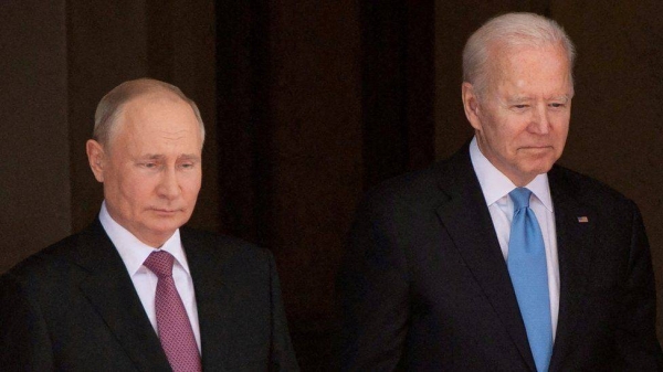 Putin and Biden meet at a 2021 summit in this file photo.