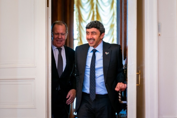 UAE Foreign Minister Sheikh Abdullah bin Zayed Al Nahyan, met on Thyursday with his Russian counterpart Sergey Lavrov in Moscow. (WAM)