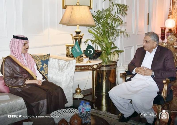 Foreign Minister Prince Faisal Bin Farhan meets with the Chief of Staff of the Pakistani Army Gen. Qamar Javed Bajwa during his visit to Pakistan.