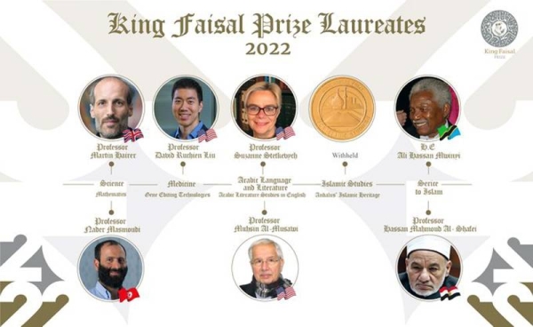 Under the auspices of the Custodian of the Two Holy Mosques King Salman, King Faisal Prize award ceremony will be held on March 29 in Riyadh to honor laureates for 2022.