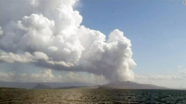 Taal volcano, a small but restive volcano south of the Philippine capital, spewed a 1.5 kilometer (0.9 miles) plume on Saturday.