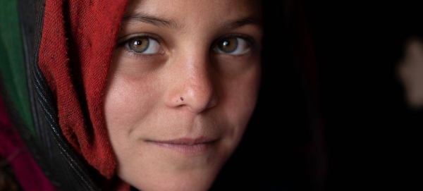 A young girl in a child-friendly space for internally displaced children, in Herat, Afghanistan.