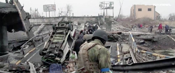 Ukrainian President Volodymyr Zelenskyy warned that retreating Russian forces were creating a “complete disaster” outside the capital as they leave mines across “the whole territory”.