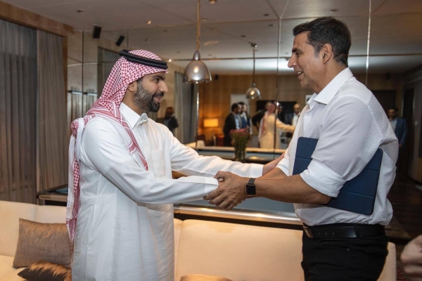 Saudi Minister of Culture Prince Badr with Salman Khan. (@BadrFAlSaud)