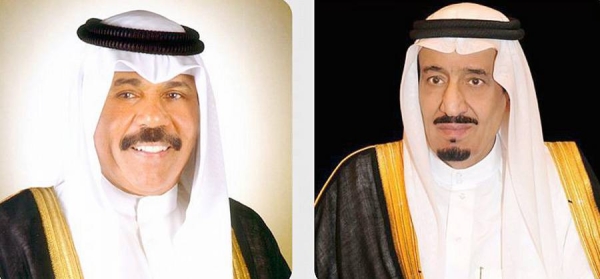 King Salman, right, and Kuwait Emir Sheikh Nawaf