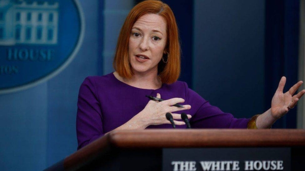 White House Press Jen Psaki speaking to reporters.