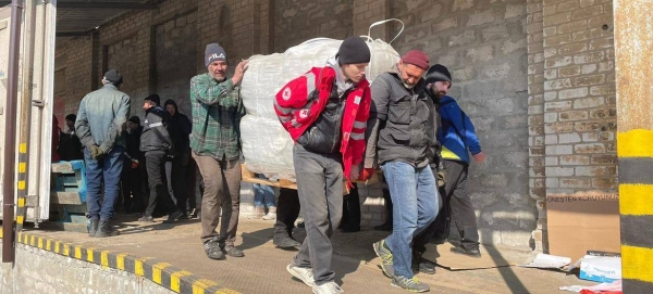 Aid workers prepare to deliver the much-needed assistance from the UN and humanitarian partners in Sievierodonetsk, Ukraine.