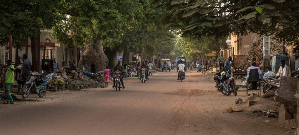 A busy street in the city center of Mopti, Mali.