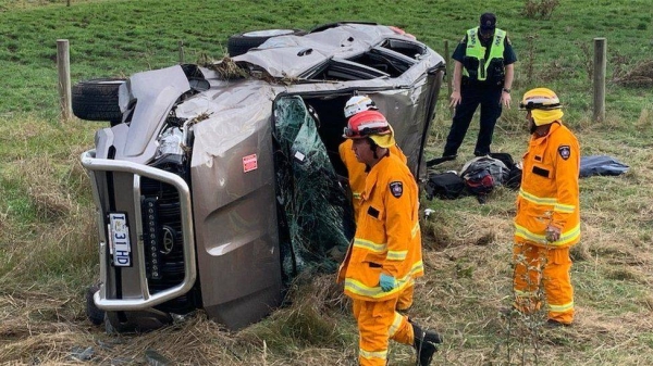 Four police officers were taken to hospital after the accident.