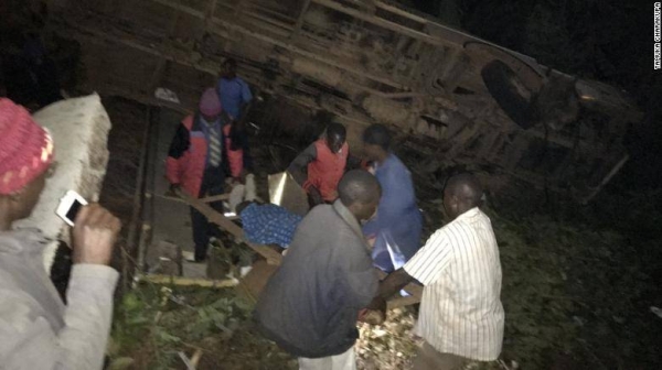 The scene of the bus crash near the town of Chimanimani, Zimbabwe.