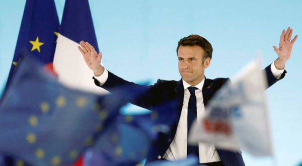 French President and centrist candidate Emmanuel Macron during a campaign rally.