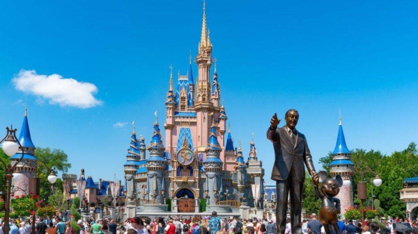 General views of the Walt Disney 'Partners' statue at Magic Kingdom, celebrating its 50th anniversary on April 03, 2022 in Orlando, Florida.