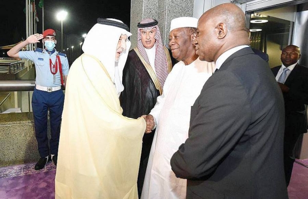 President Alassane Ouattara of the Republic of Cote d'Ivoire, arrived in Jeddah Monday.