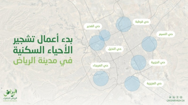 The largest integrated and comprehensive urban afforestation project in the world “Green Riyadh” has officially launched in 7 neighborhoods around Riyadh.