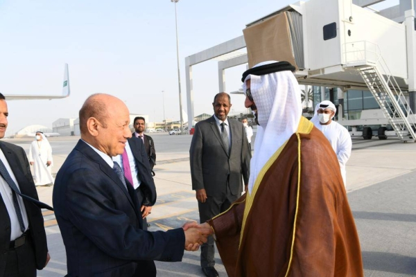 Head of Yemeni presidential council arrives in UAE