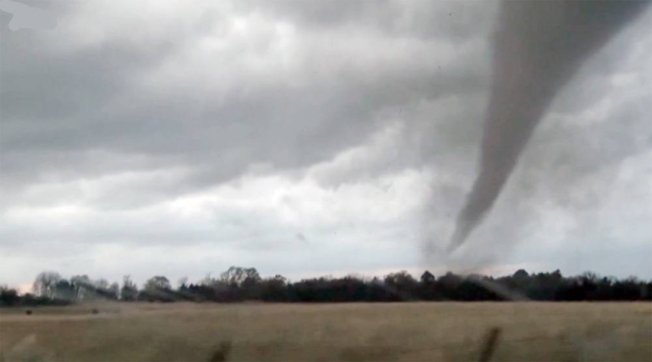 At least one tornado tore through the Wichita, Kansas, area late Friday, damaging dozens of buildings, officials said.