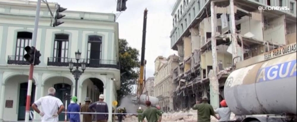 A deadly explosion destroys the five-star Hotel Saratoga, in Havana, Cuba, Friday.