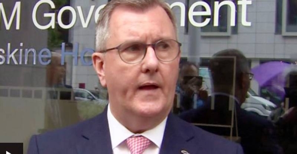 Sir Jeffrey Donaldson of the Democratic Unionist Party says it will not join a power-sharing government without action on the protocol.
