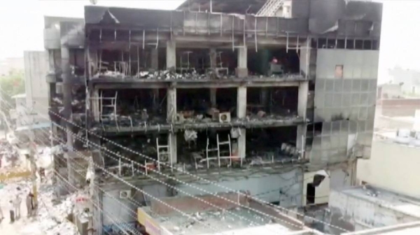 A photo shows the extent of the damage to the office building in the west of Delhi.
