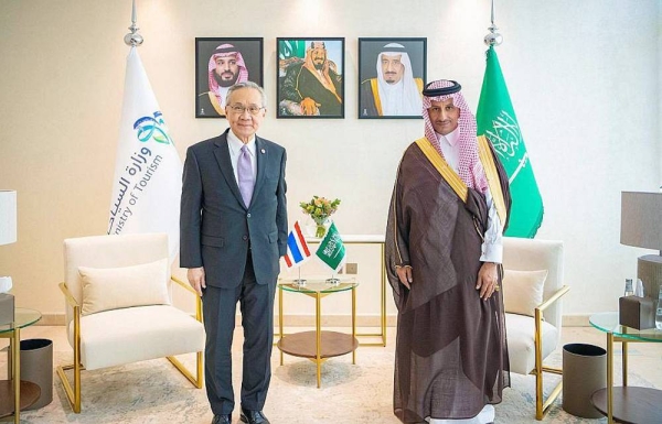 Minister of Tourism Ahmed Bin Aqeel Al-Khateeb met with Deputy Prime Minister and Minister of Foreign Affairs of the Kingdom of Thailand Don Pramudwinai on Monday.