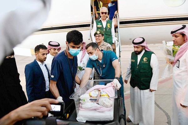 The Yemeni conjoined twins Mawaddah and Rahma arrived in Riyadh Sunday with their parents from Aden Governorate, Yemen, via a medical air-evacuation plane.