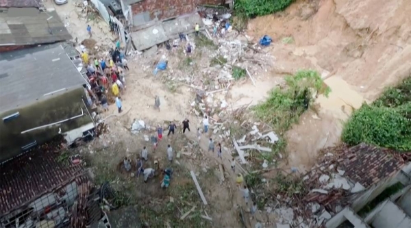 An aerial view of the devastation. Landslides and floods in Recife, Brazil, have caused a trail of destruction.