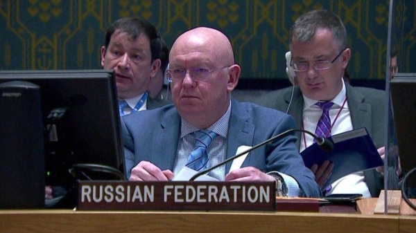 Russia's UN ambassador Vassily Nebenzia stormed out of the UN Security Council meeting.