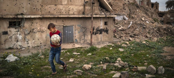 A boy in the Old City of Mosul in Iraq