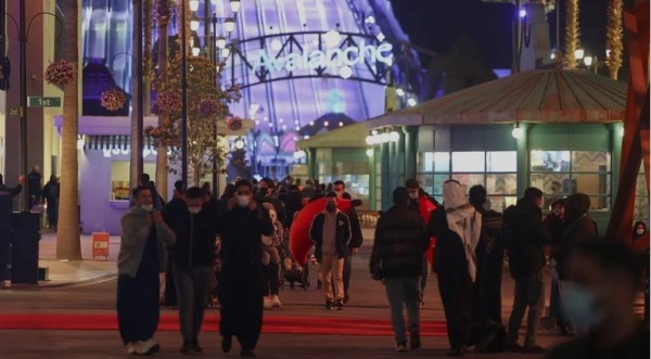 People visiting the Boulevard entertainment city in Riyadh in January.