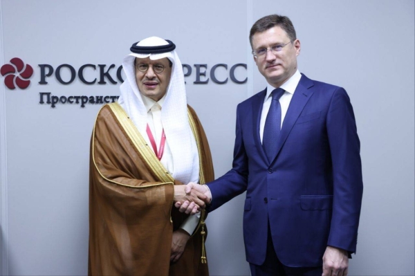Saudi Energy Minister Prince Abdulaziz bin Salman meets his Russia's deputy prime minister Alexander Novak in Moscow.