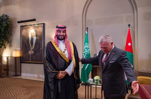 Jordanian King Abdullah II presented Crown Prince Mohammed Bin Salman with the Order of Al-Hussein Bin Ali, the country’s highest civilian honor, which is granted to kings, presidents and other heads of state.