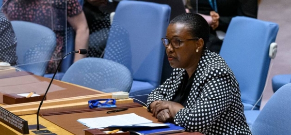 Valentine Rugwabiza, Special Representative of the Secretary-General and Head of the UN Multidimensional Integrated Stabilization Mission in the Central African Republic, briefs the Security Council meeting on the situation in the country.
