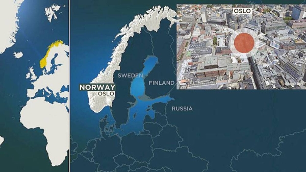 A map of Oslo and the site where the attacks took place. — courtesy Stephane Bonhomme - Euronews